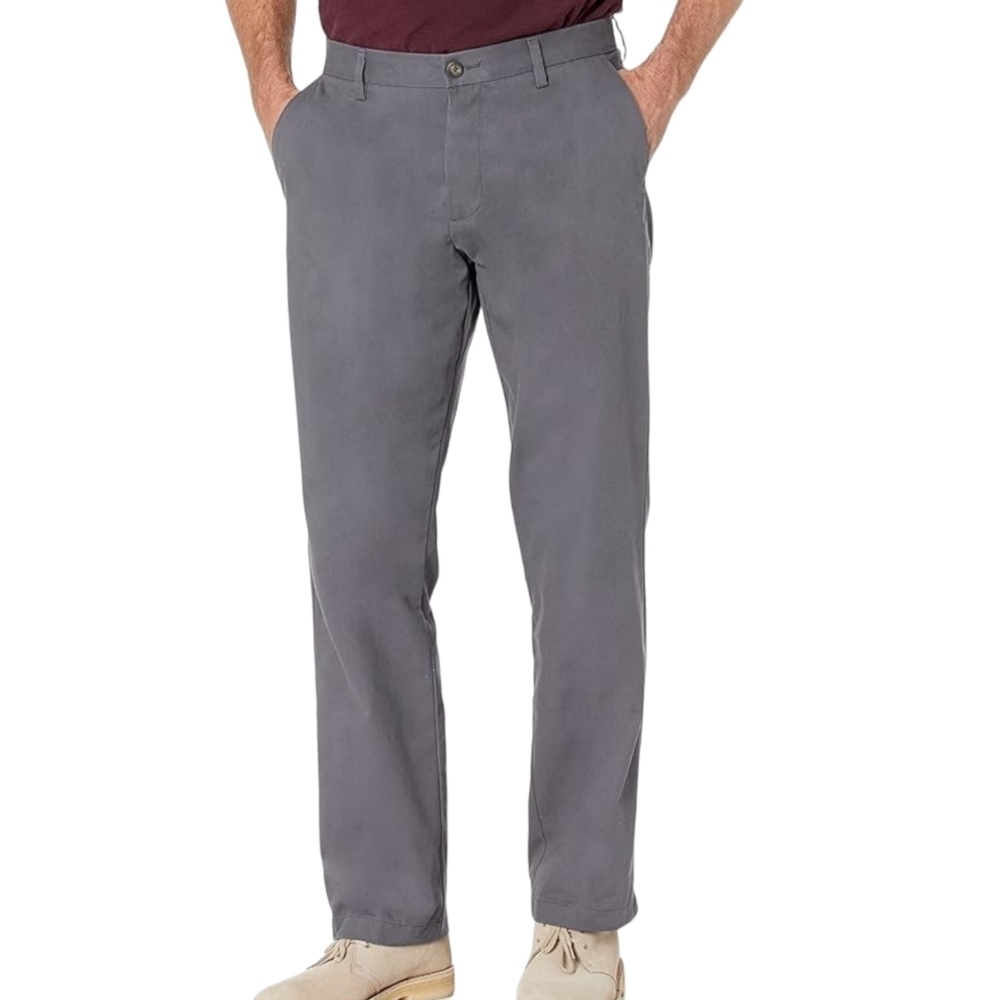 Amazon Essentials Men's Grey Classic-Fit Wrinkle-Resistant Pants Size  34 NWOT